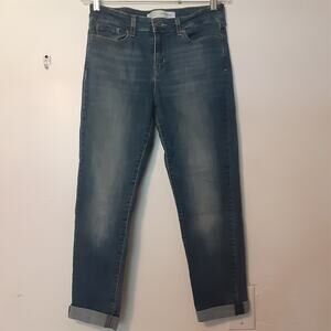 Signature By Levi Strauss Mid Rise Boyfriend Cropped Cuffed Jeans Sz 8